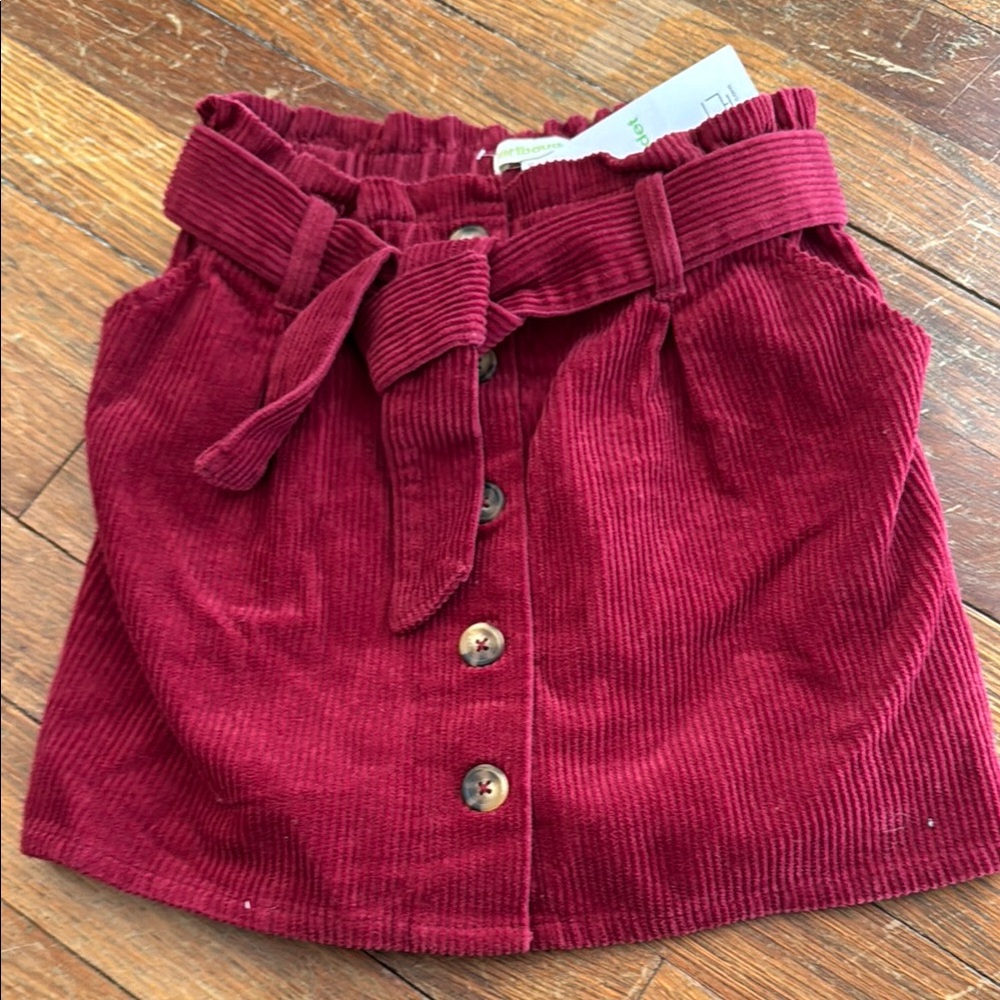 Corduroy Button-Front Skirt in Rich Burgundy